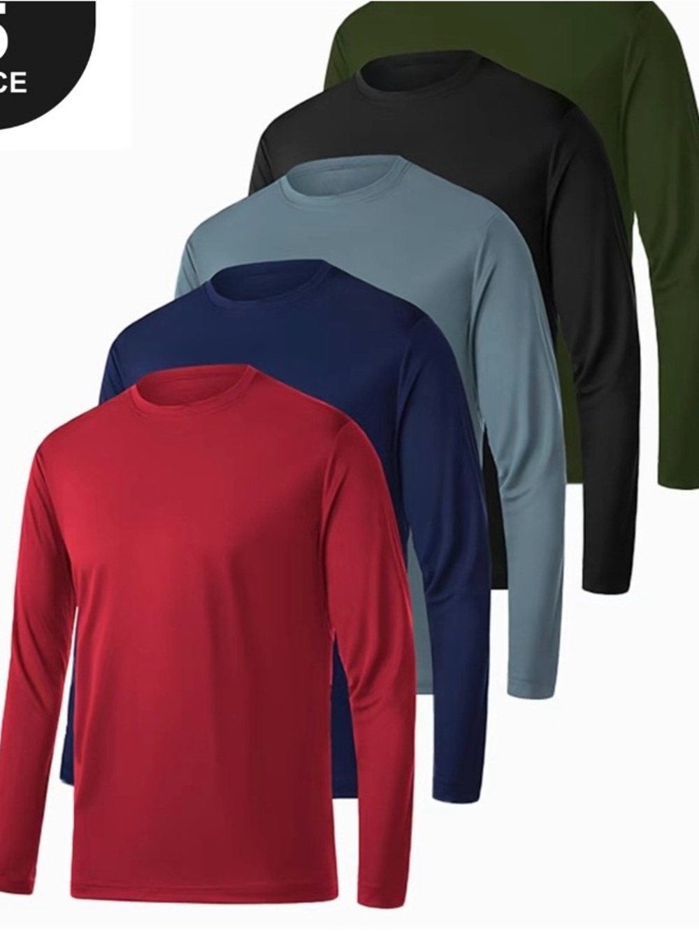 Men's Long Sleeve Performance Tee - Red, Navy, Slate, Black, Olive